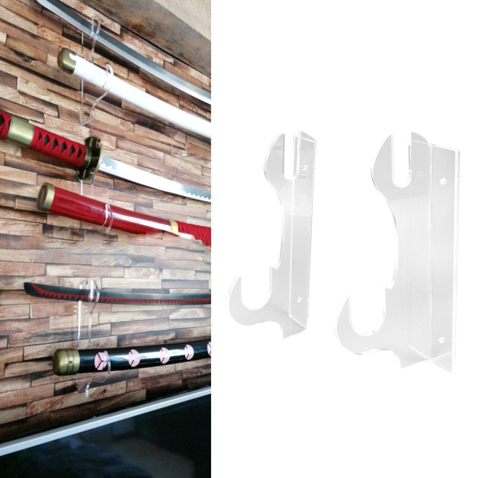 2 Pcs Samurai Knife Holder Wall Mounted Samurai Sword Holder Sword Wall view 12