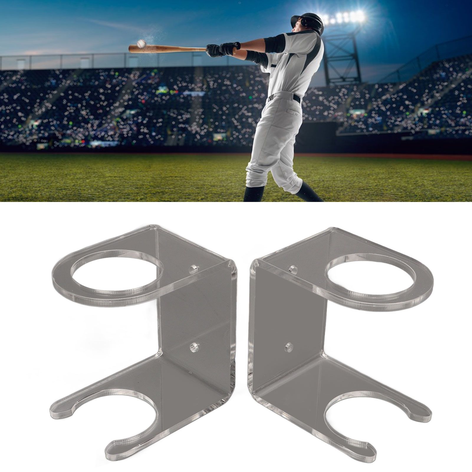 2PCS Baseball Bat Wall Stand Acrylic Wall Mounted Ball Holder Rack Baseball view 11