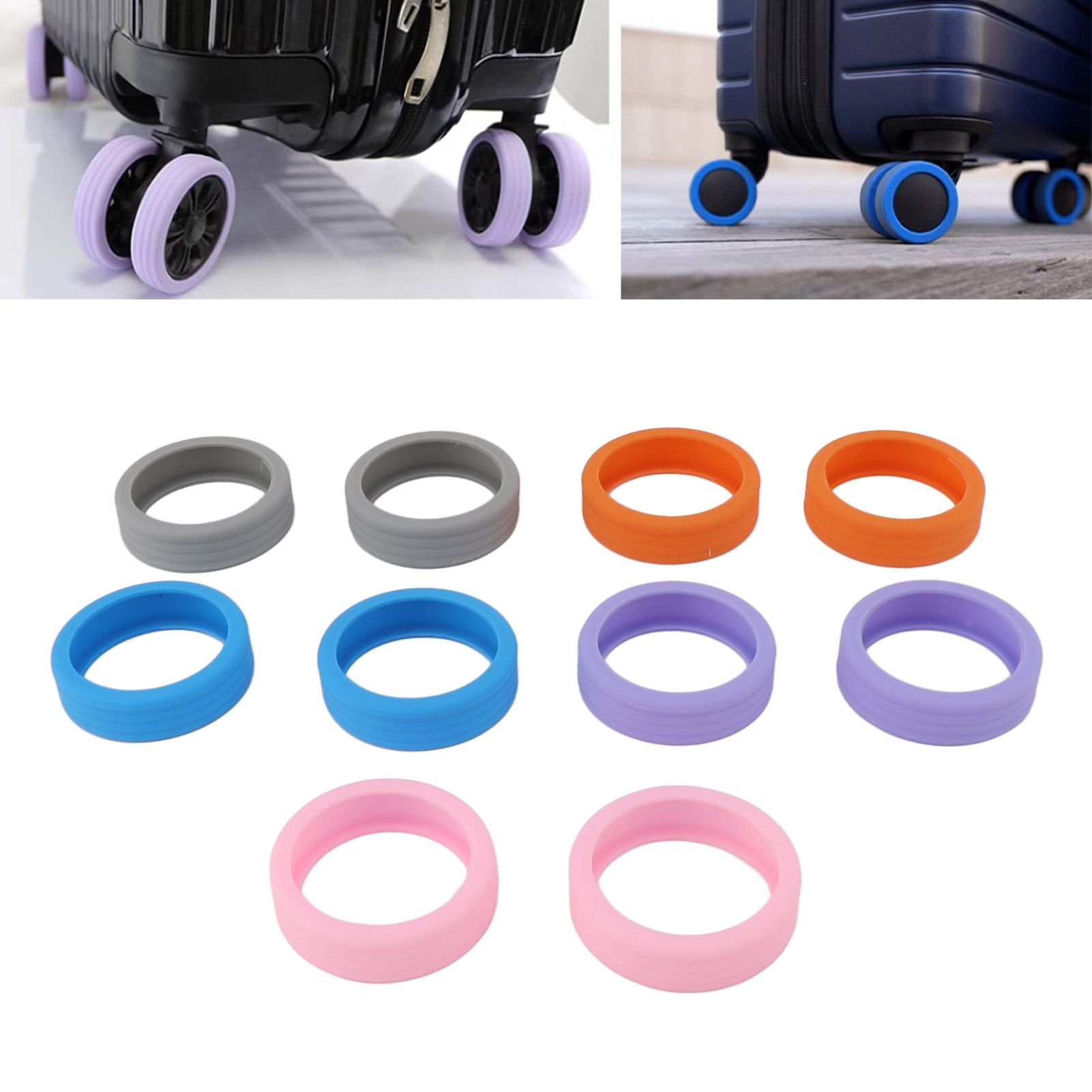 Luggage Wheels Cover Silicone Noise Reduction Shock Absorb Colorful Soft view 11