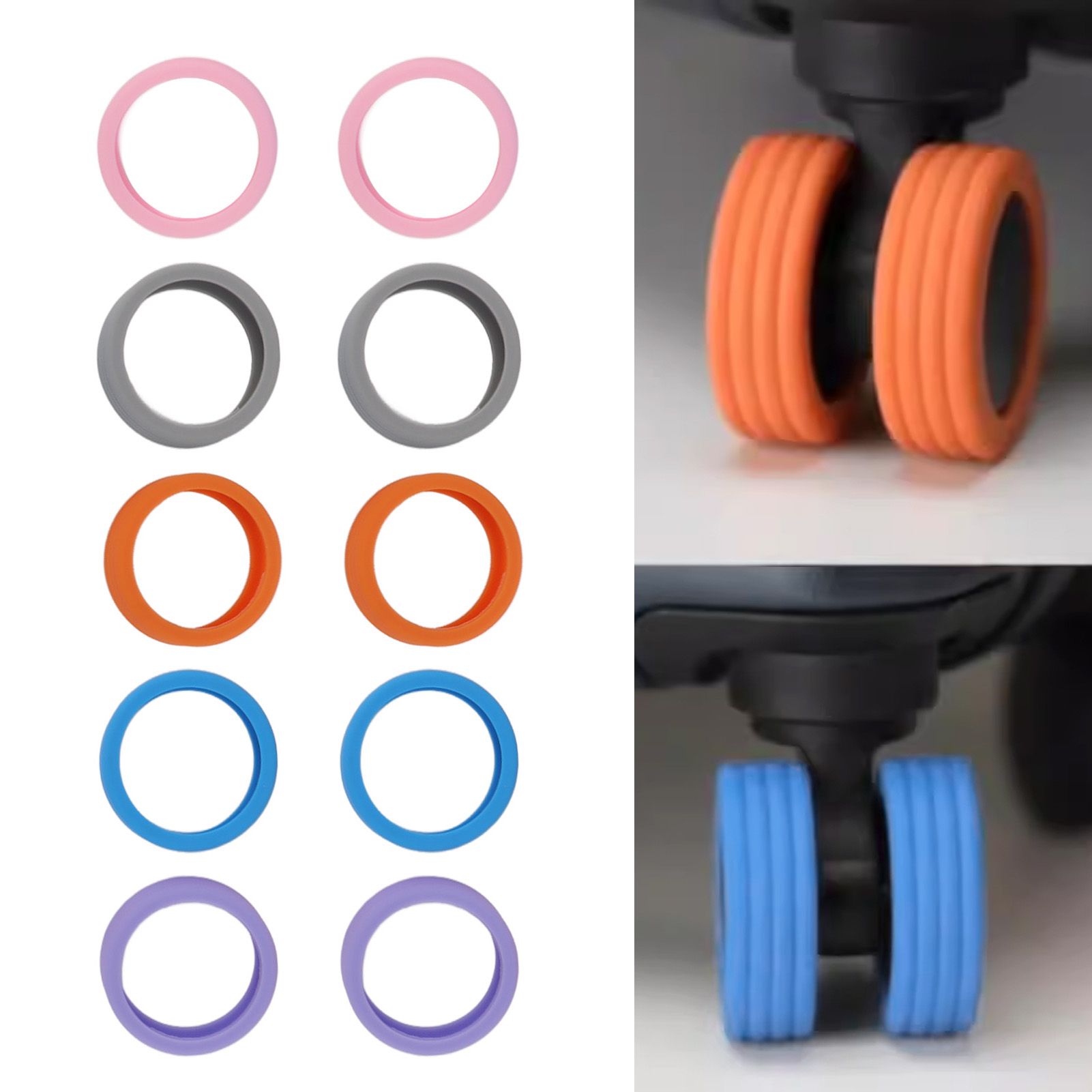 Luggage Wheels Cover Silicone Noise Reduction Shock Absorb Colorful Soft view 12