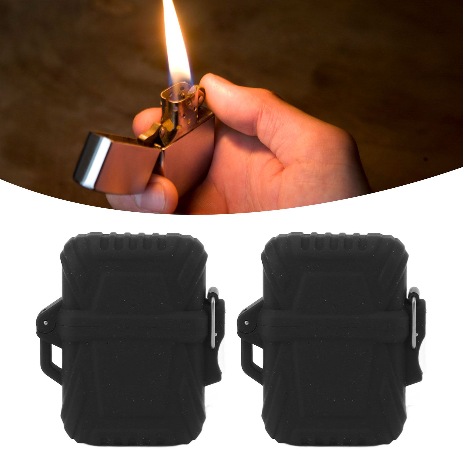 2 PCS Waterproof Lighter Case Plastic Black Sealed Pocket Lighter Container view 12