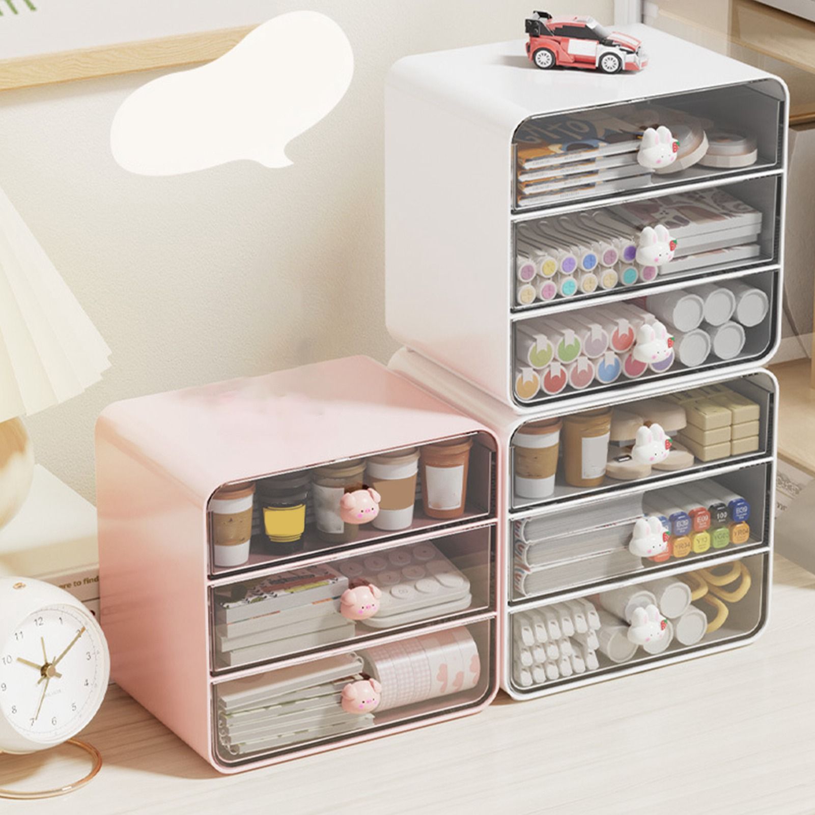 Cosmetics Storage Box Drawer Type Makeup Storage Box Desktop Shelf Basket for view 11