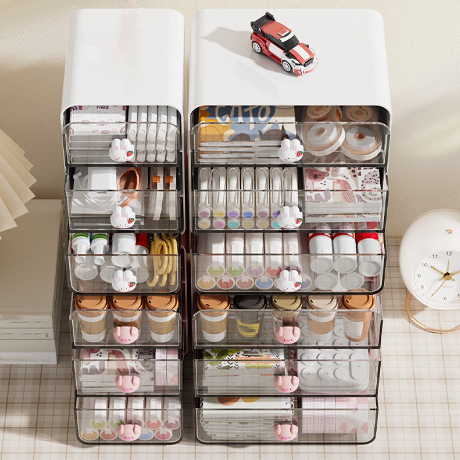 Cosmetics Storage Box Drawer Type Makeup Storage Box Desktop Shelf Basket for view 15