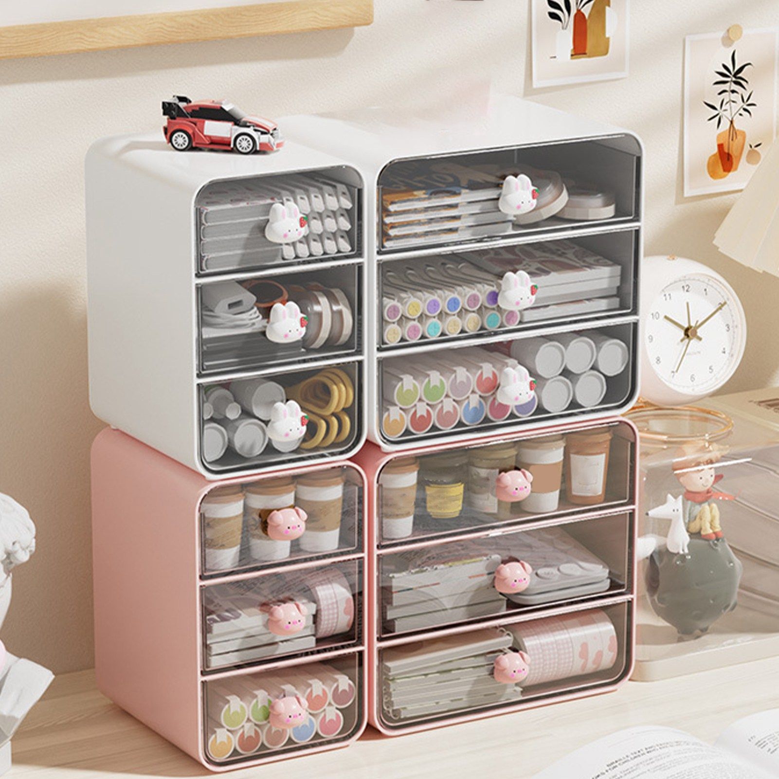 Cosmetics Storage Box Drawer Type Makeup Storage Box Desktop Shelf Basket for view 13