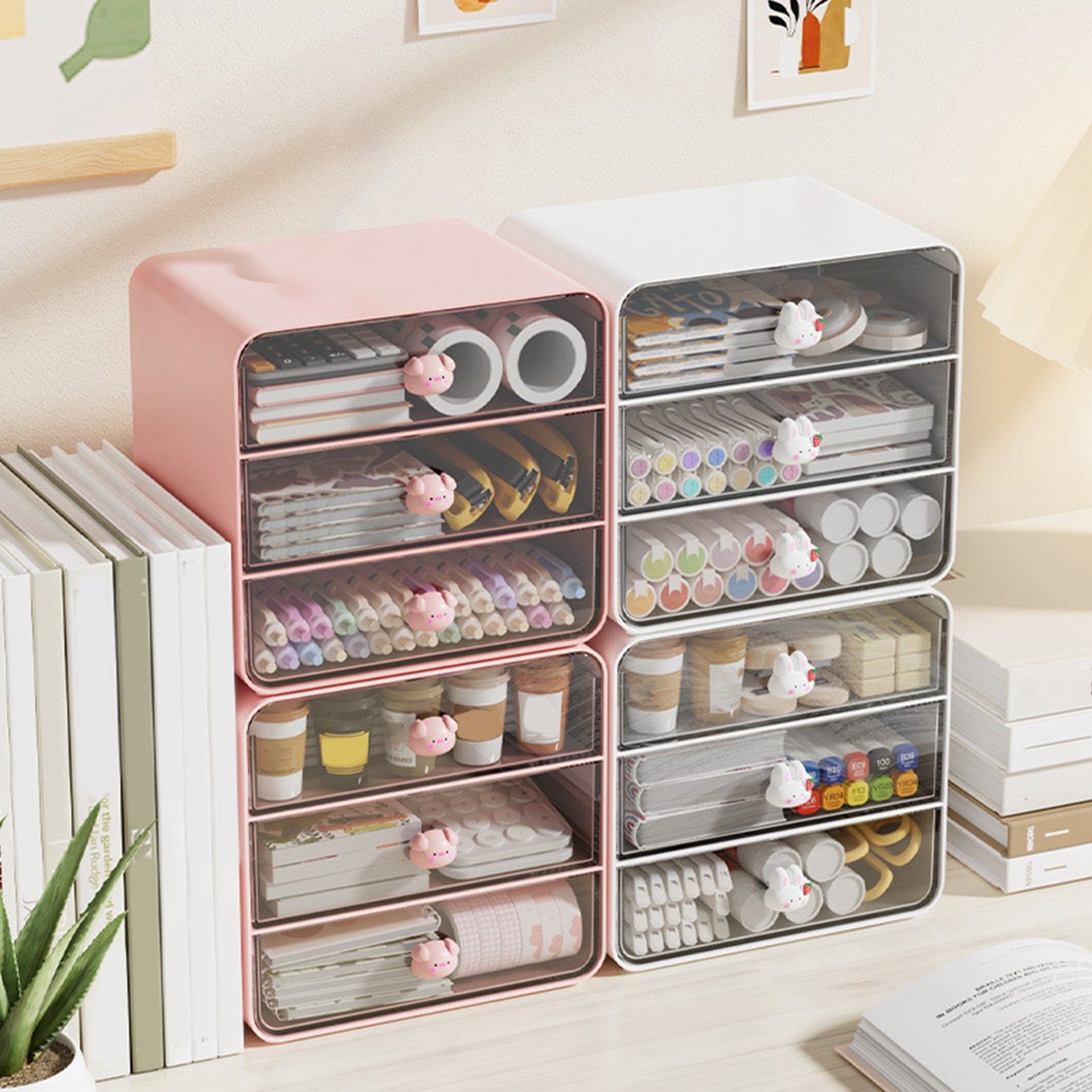 Cosmetics Storage Box Drawer Type Makeup Storage Box Desktop Shelf Basket for view 6