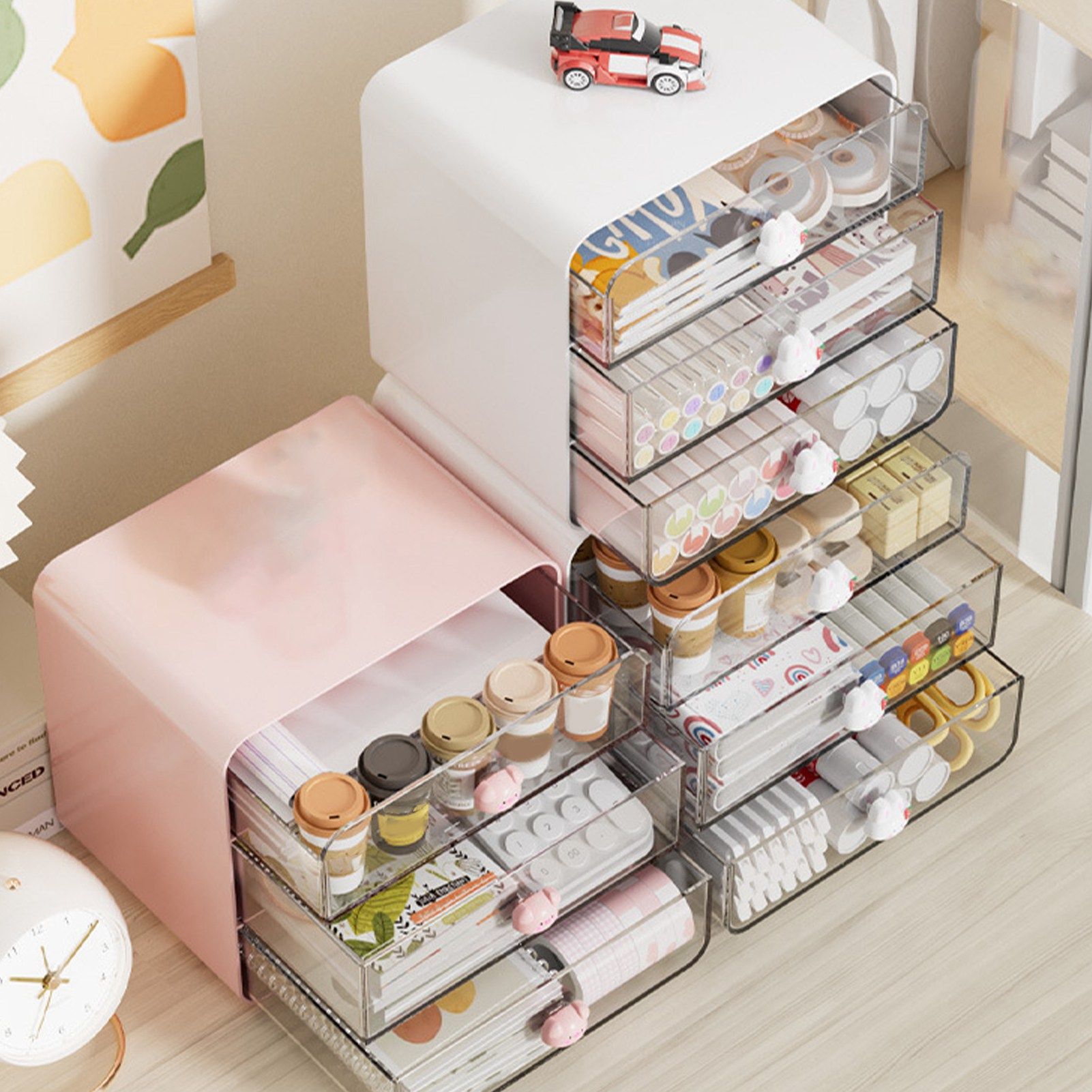 Cosmetics Storage Box Drawer Type Makeup Storage Box Desktop Shelf Basket for view 10