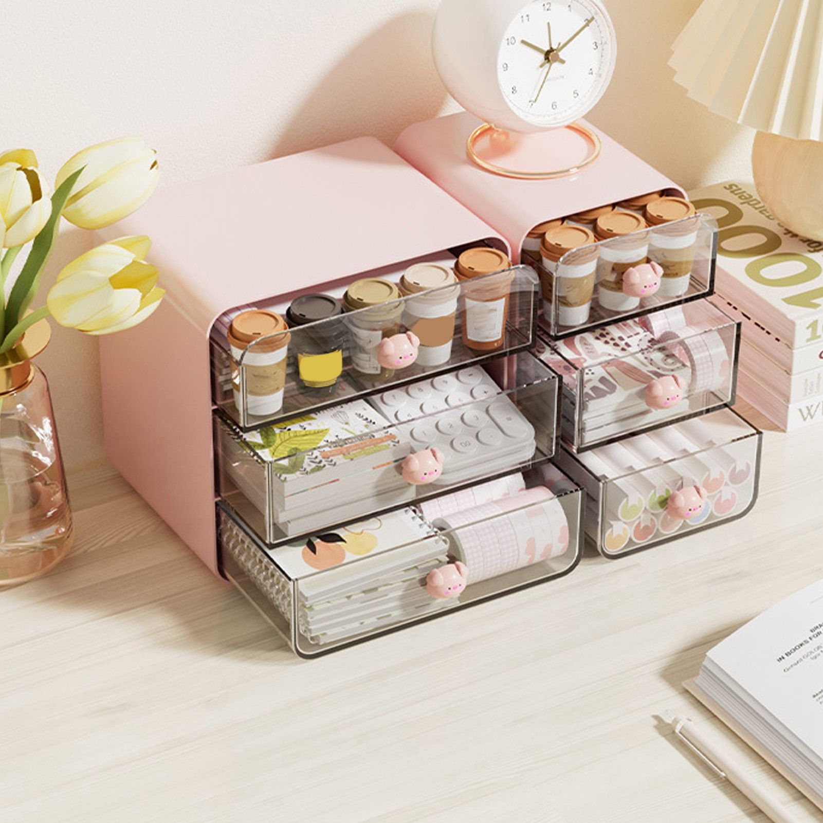 Cosmetics Storage Box Drawer Type Makeup Storage Box Desktop Shelf Basket for view 12