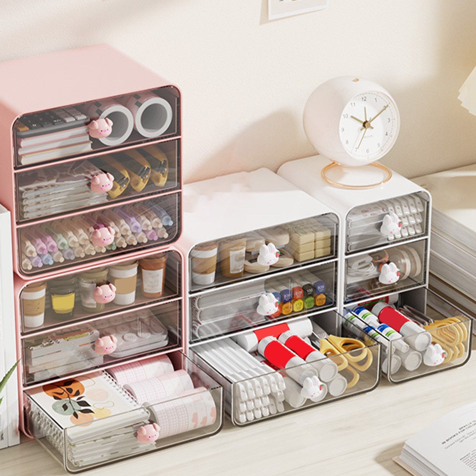 Cosmetics Storage Box Drawer Type Makeup Storage Box Desktop Shelf Basket for view 13