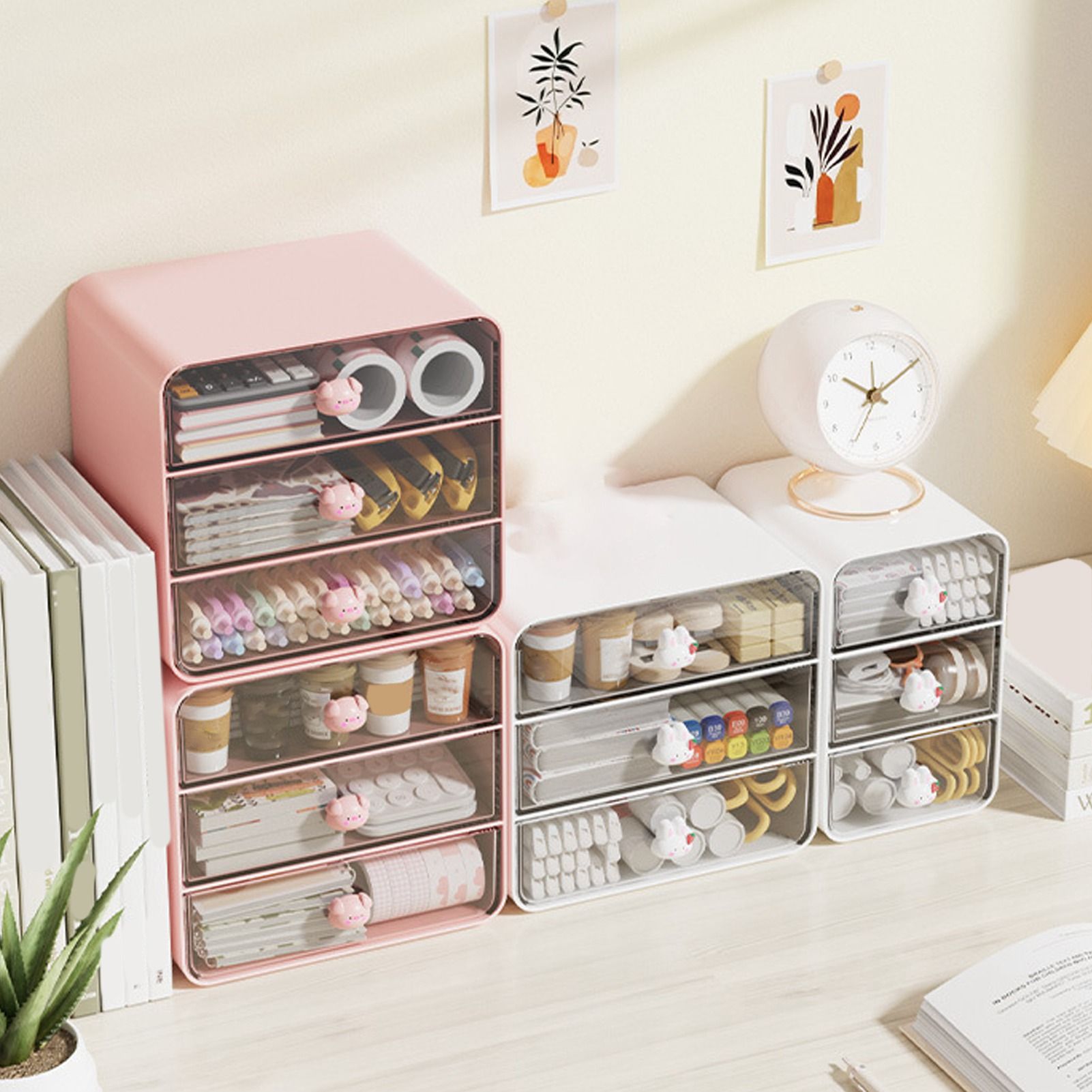 Cosmetics Storage Box Drawer Type Makeup Storage Box Desktop Shelf Basket for view 14