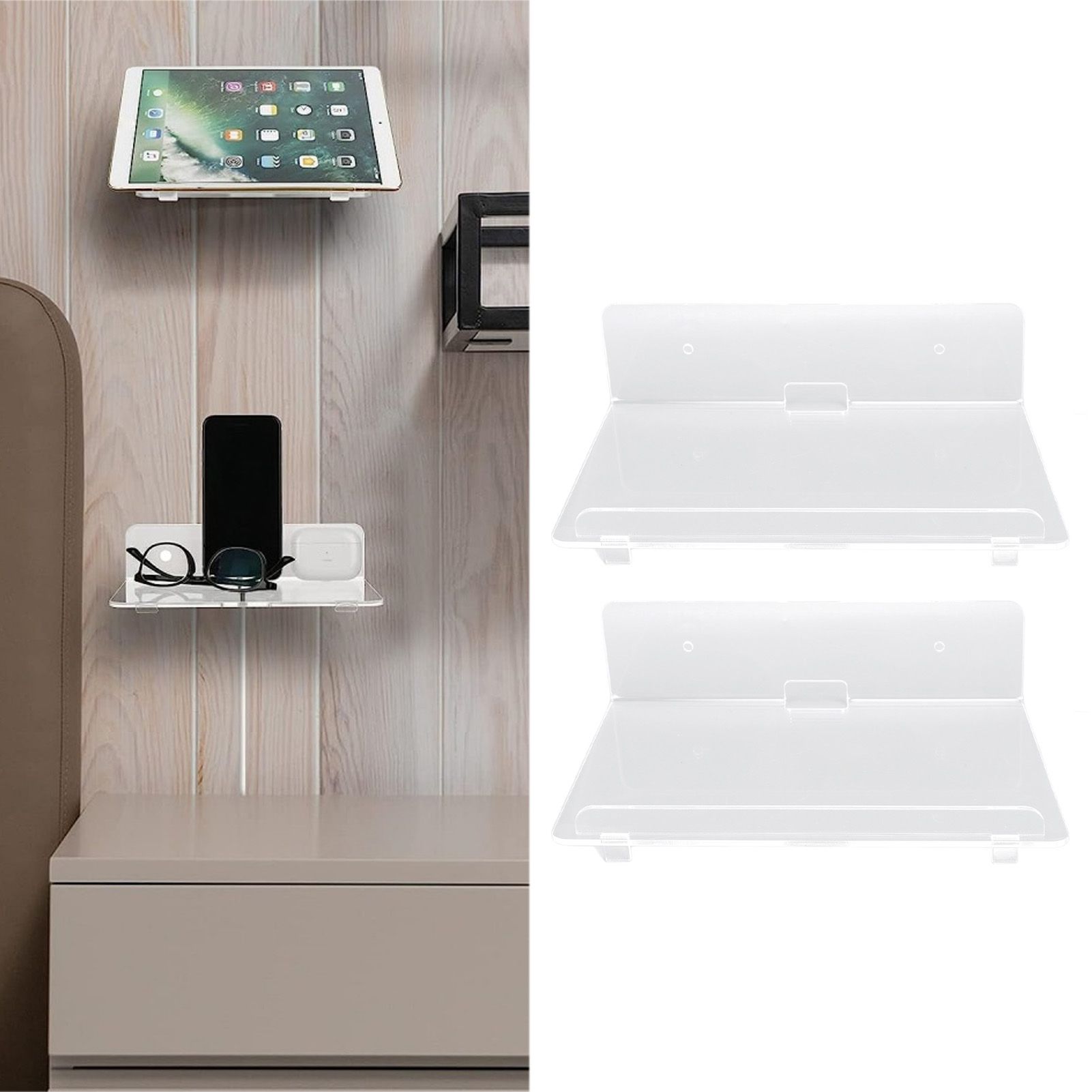 2PCS Floating Shelf Acrylic Wall Shelf Easy Installation Wall Mount for view 12