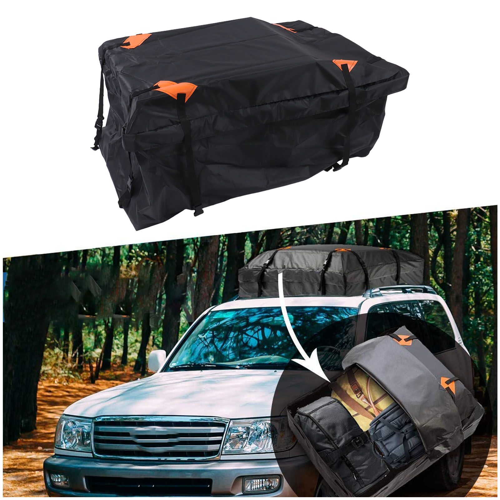 Car Rooftop Cargo Carrier Bag 425L Oxford Cloth Waterproof Universal Car Roof view 12