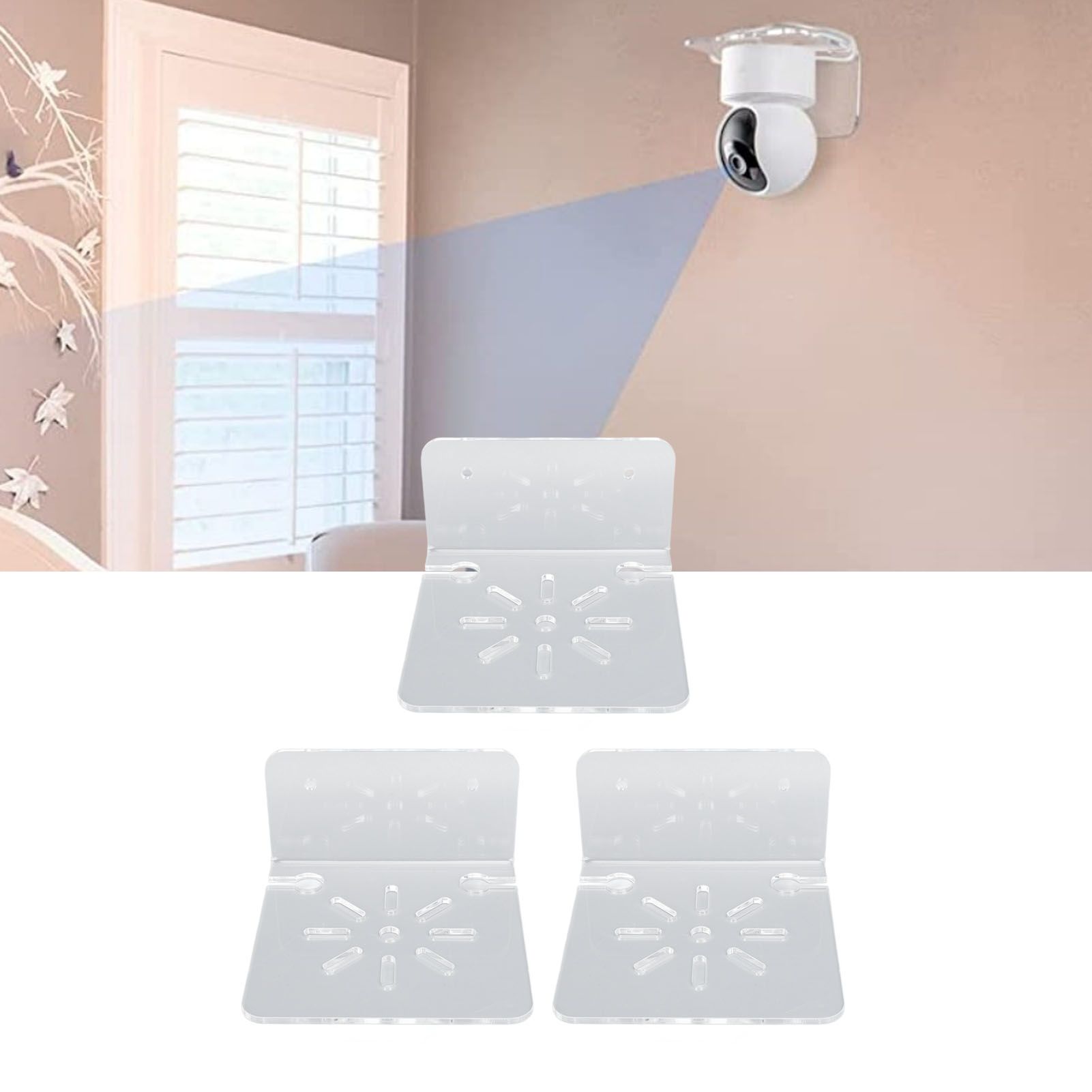 3pcs Acrylic Small Wall Shelf Floating Shelf for Security Cameras Clear Wall view 11