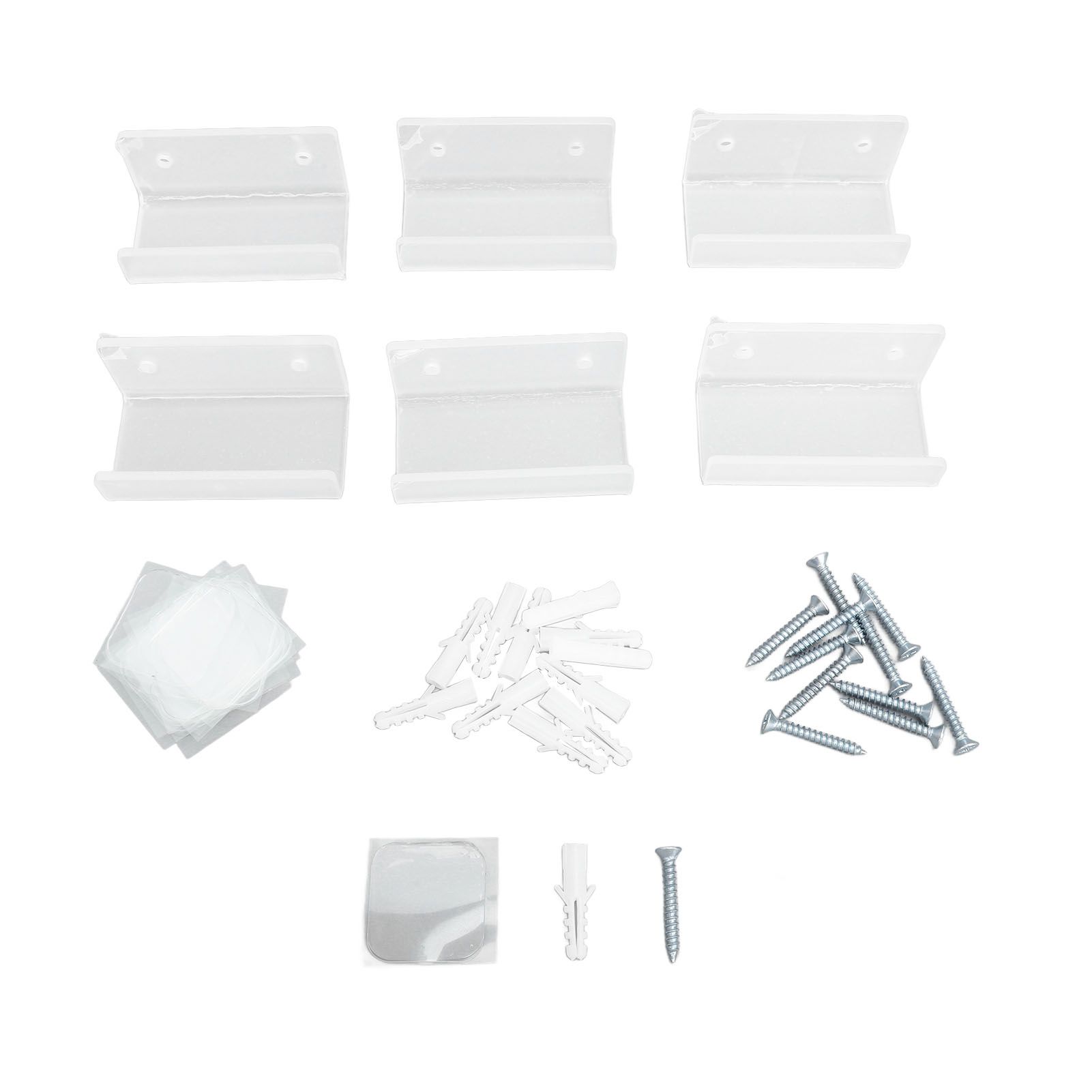 6Pcs Wall Mount Vinyl Record Shelf Clear Clear Acrylic Record CD Storage Rack