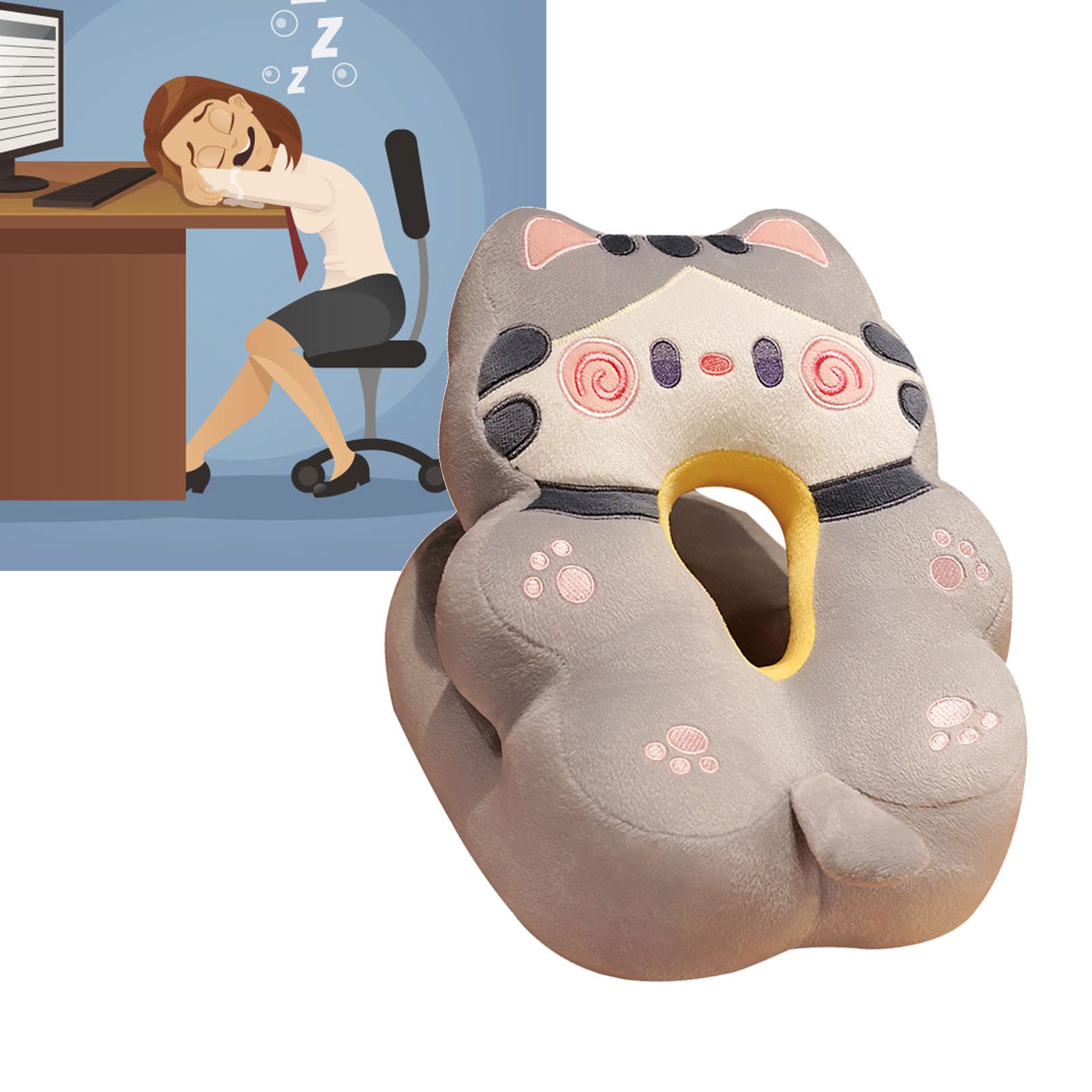 Ice Silk V Shaped Nap Pillow Napping Artifact Cute Animal Sleeping Pillow view 6