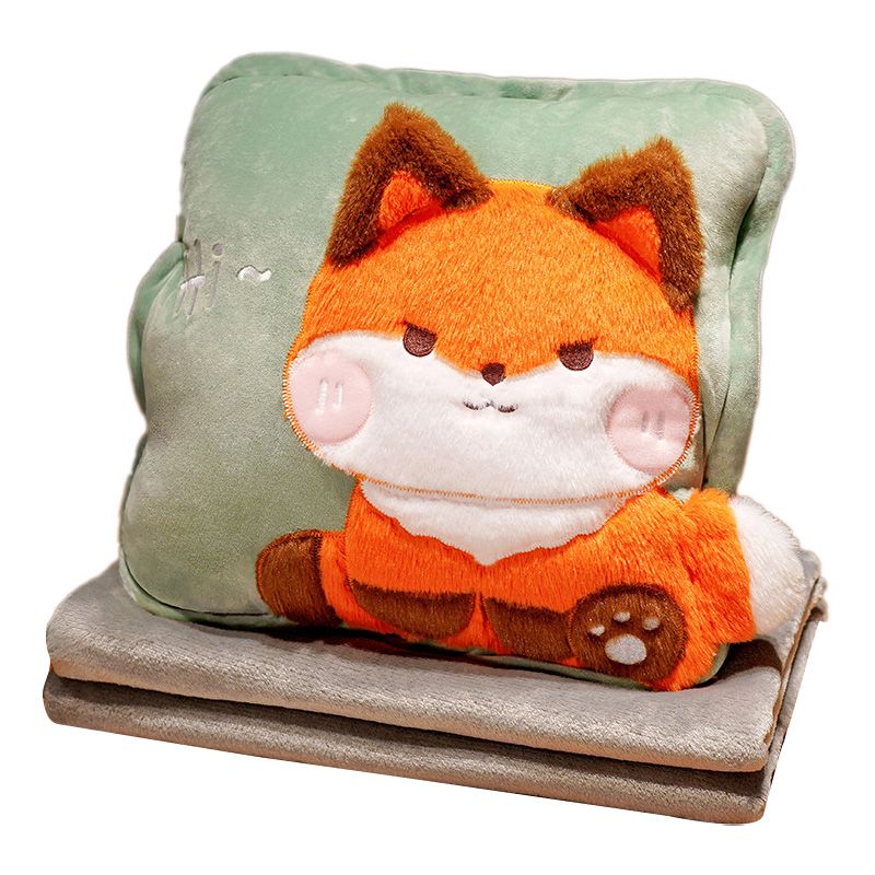 Travel Blanket and Pillow Set Multifunctional Plush Cute Animal Hand Warmer
