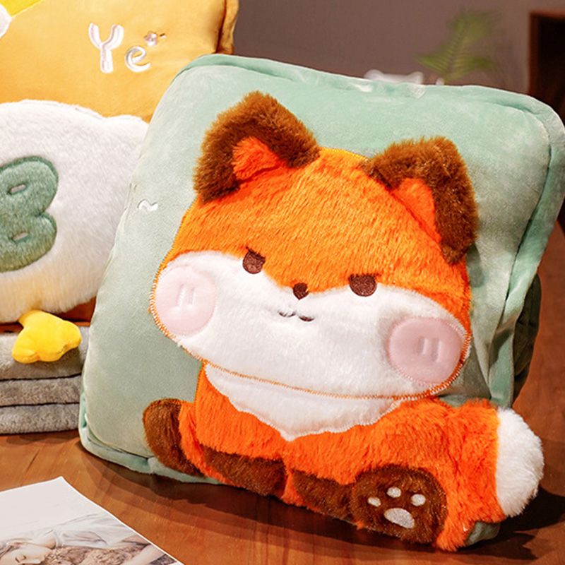 Travel Blanket and Pillow Set Multifunctional Plush Cute Animal Hand Warmer view 10