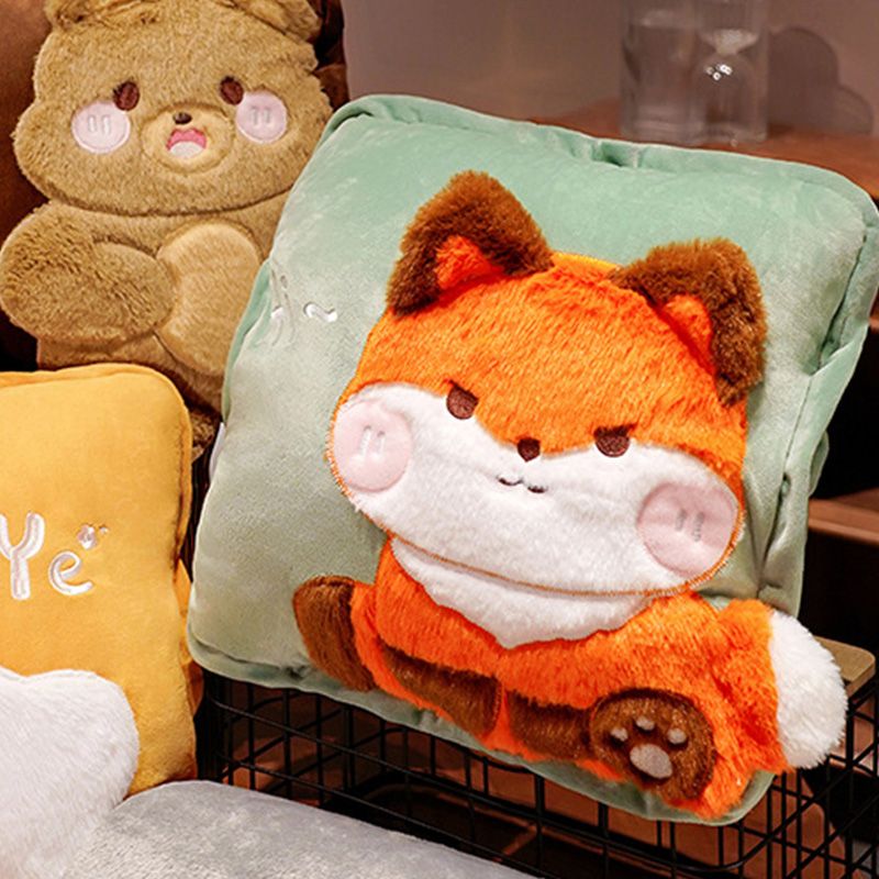 Travel Blanket and Pillow Set Multifunctional Plush Cute Animal Hand Warmer view 12
