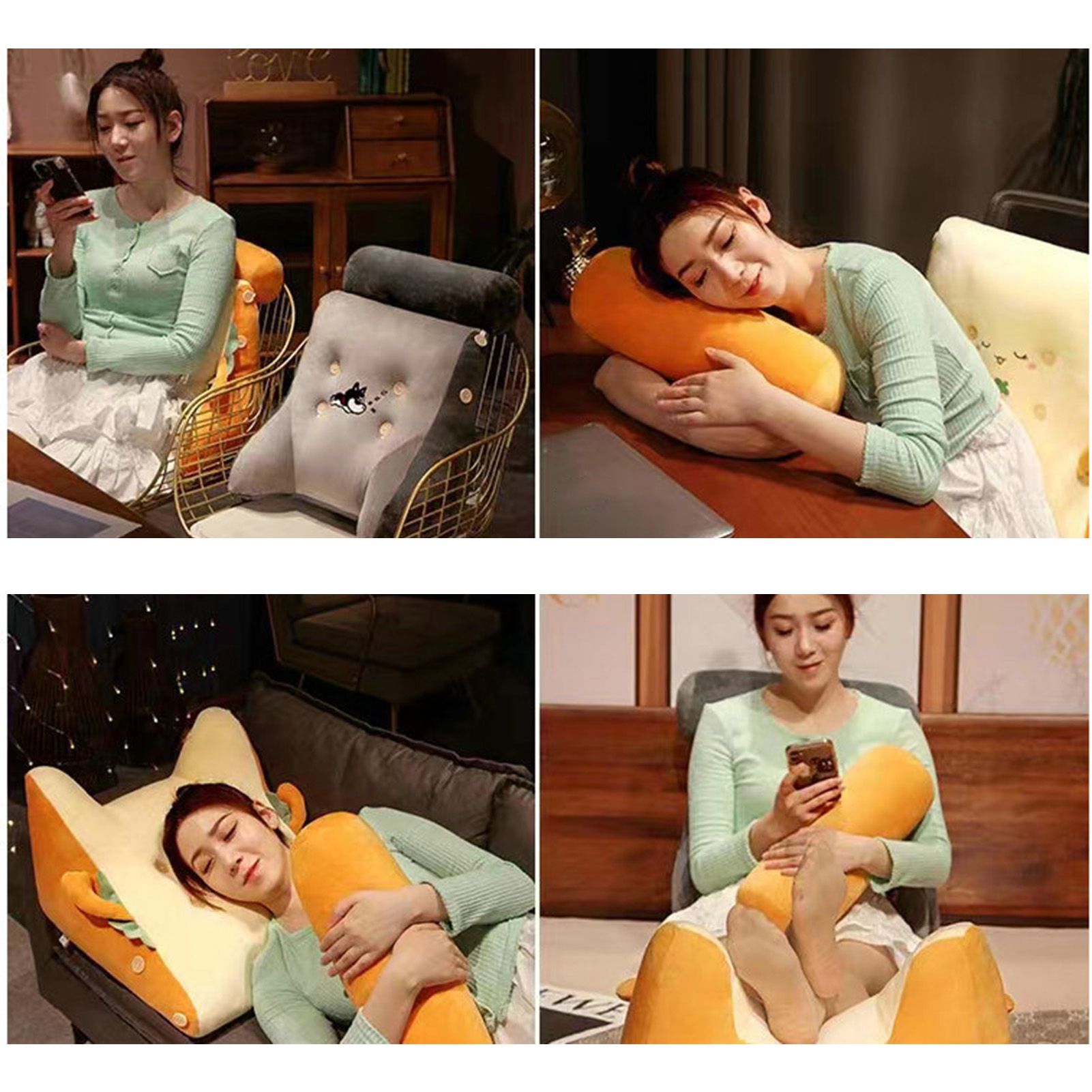 Backrest Pillow Washable Removable Cover Soft Cartoon Animal Back Support view 7