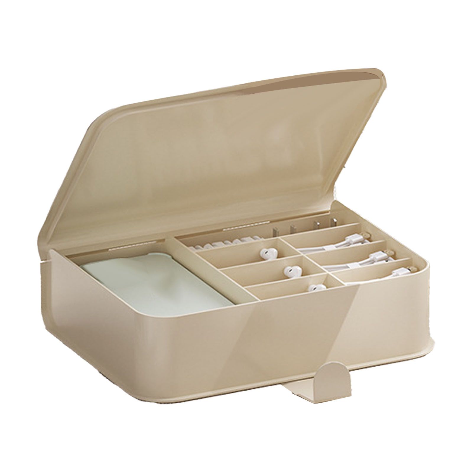 Desktop Storage Box Multi Compartments Plastic Simple Data Cable Organizer Box view 3