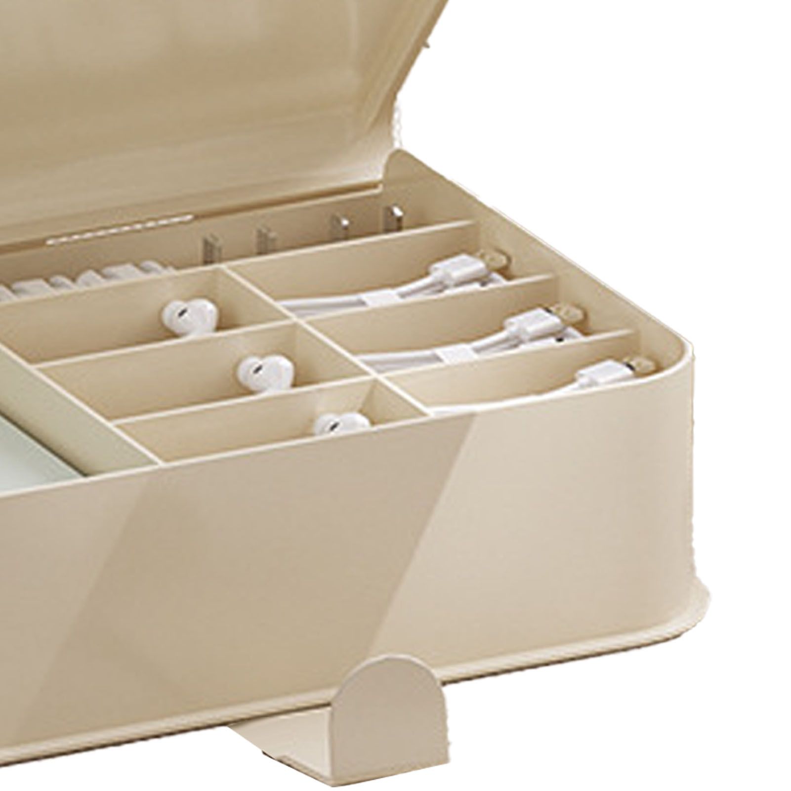 Desktop Storage Box Multi Compartments Plastic Simple Data Cable Organizer Box view 7