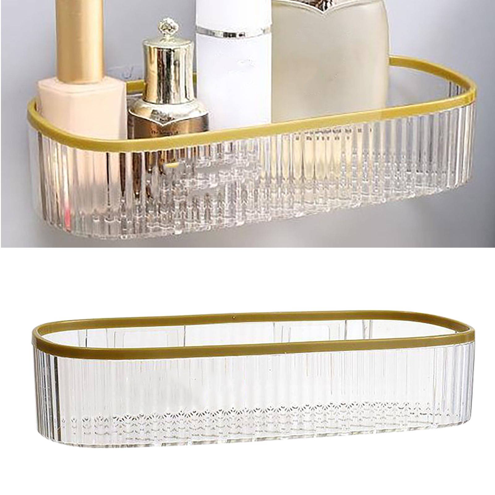 Plastic Wall Mount Organizer Punch Free Transparent White Adhesive Clear view 5