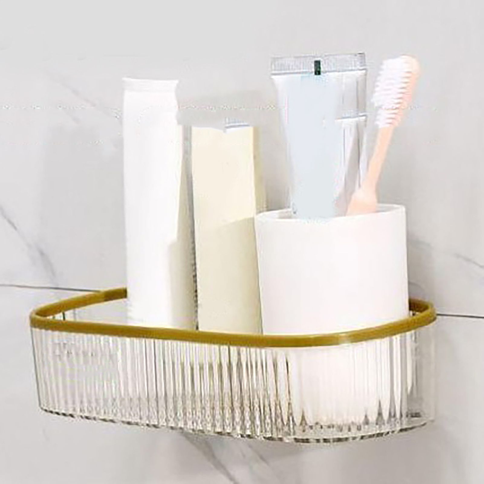 Plastic Wall Mount Organizer Punch Free Transparent White Adhesive Clear view 10