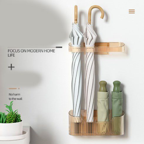 Umbrella Stand Holder Wall Mounted Space Saving Umbrella Storage Drain Rack view 5