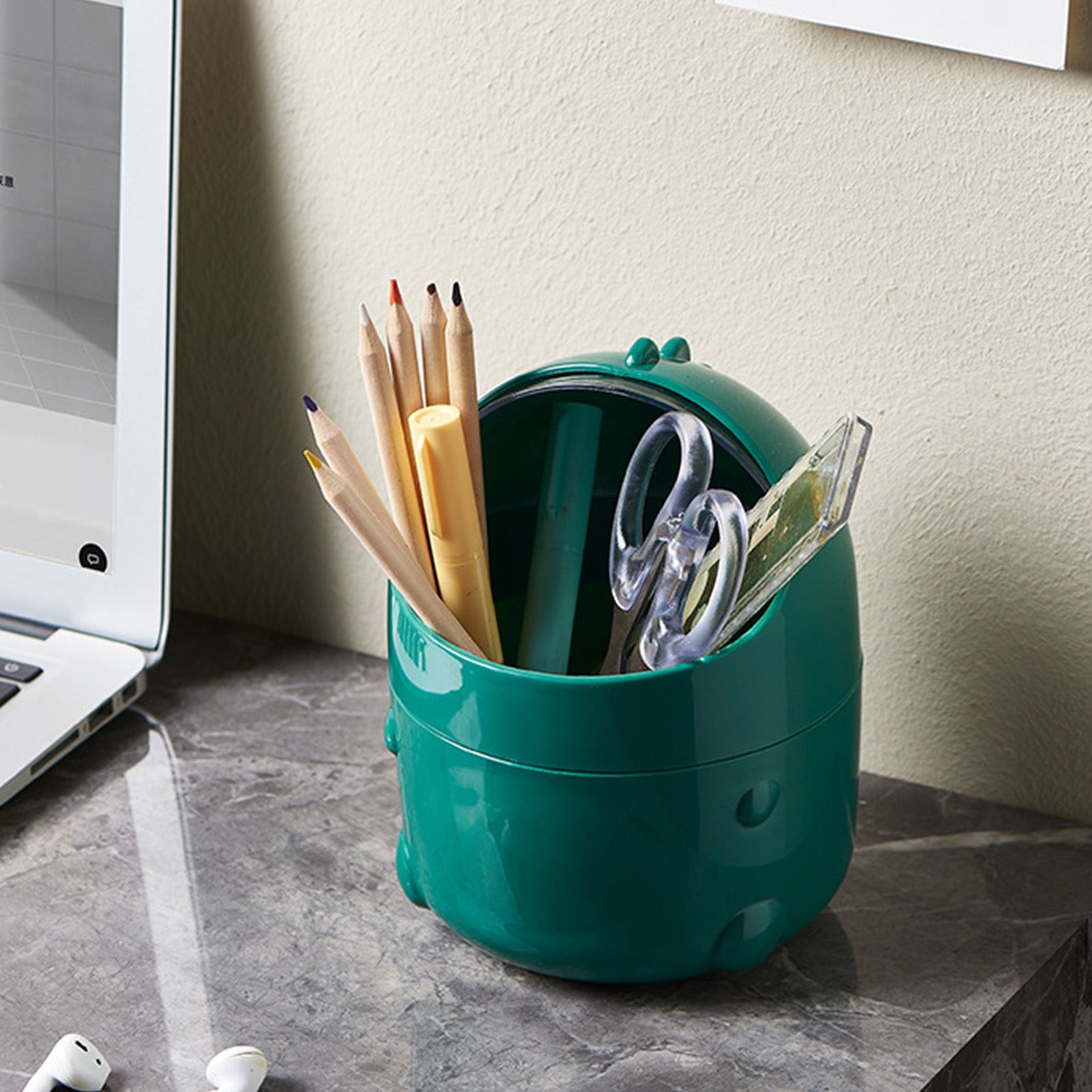 Desktop Trash Can Plastic with Lid Mini Small Cute Shaped for Dining Table view 12
