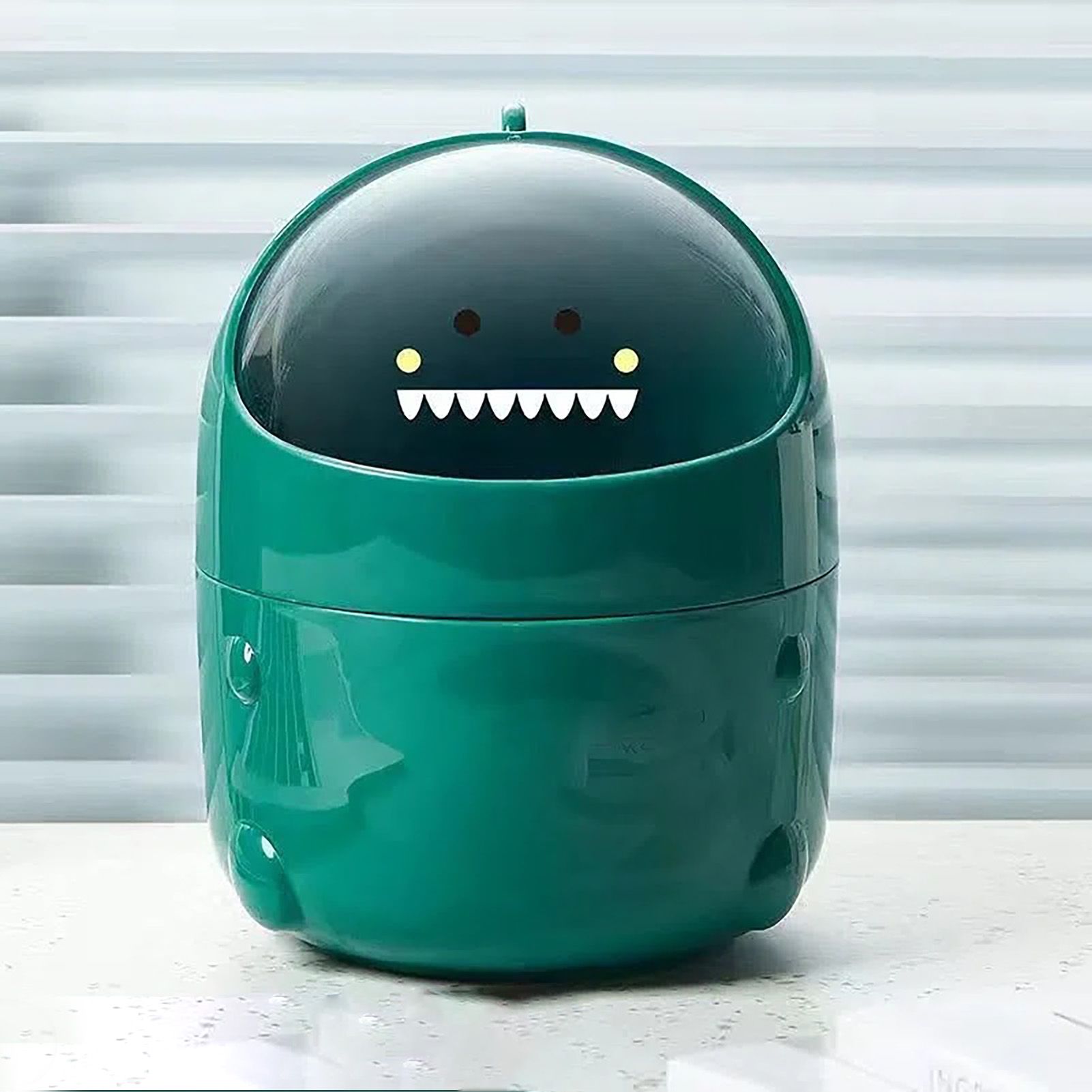 Desktop Trash Can Plastic with Lid Mini Small Cute Shaped for Dining Table view 14