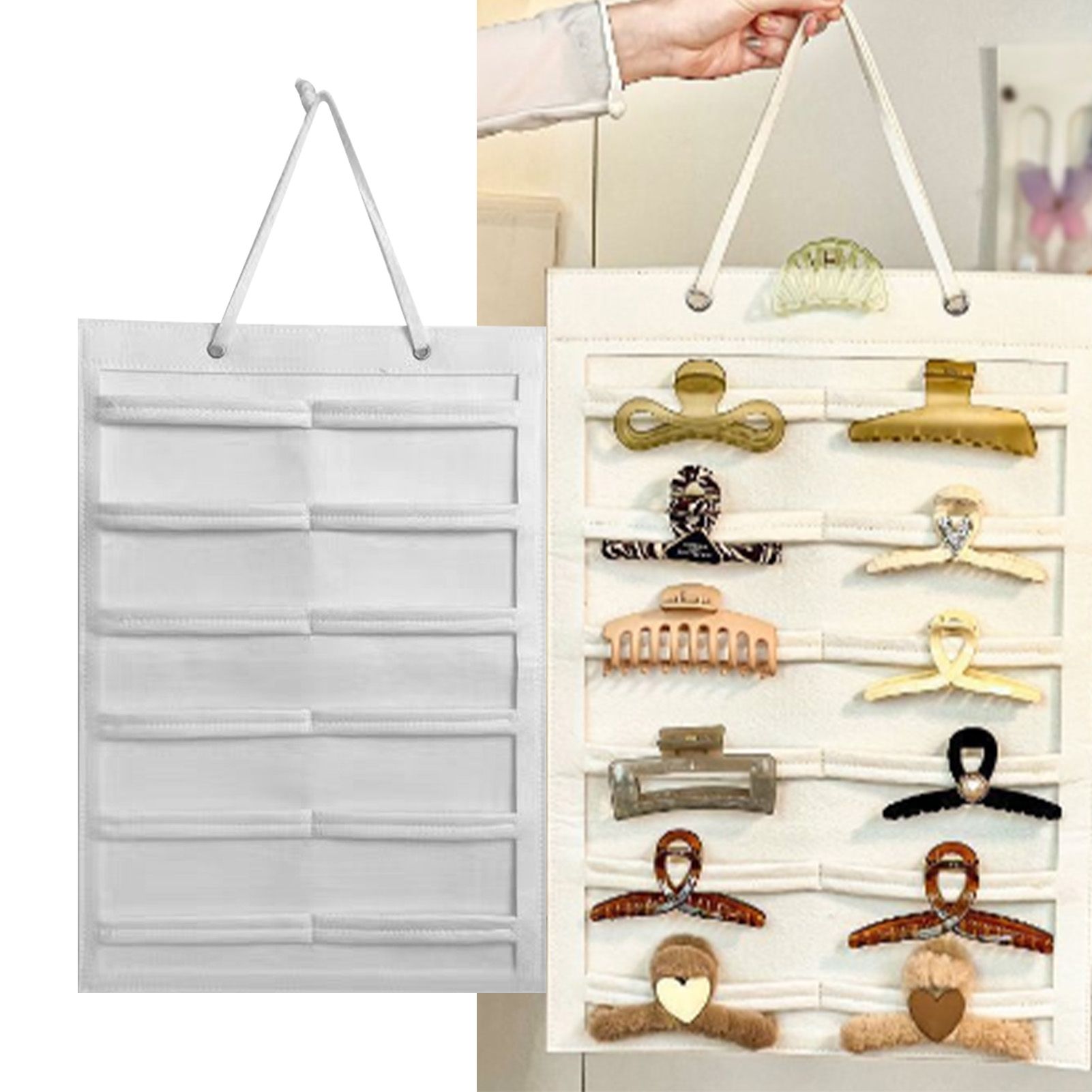 Wall Hanging Storage Bag Kids Hairpin Claw Holder Felt Display Organizer for view 5