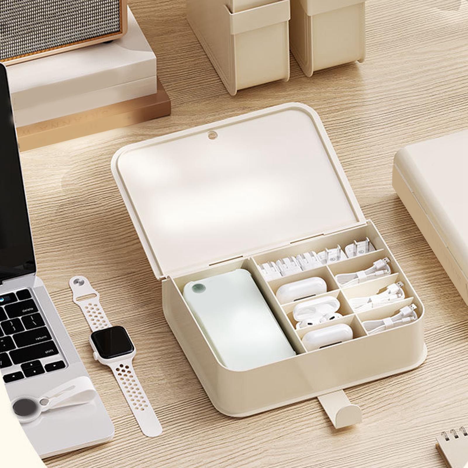 Desktop Organizer Box Data Cable Storage Case Plastic Book Design Home view 5