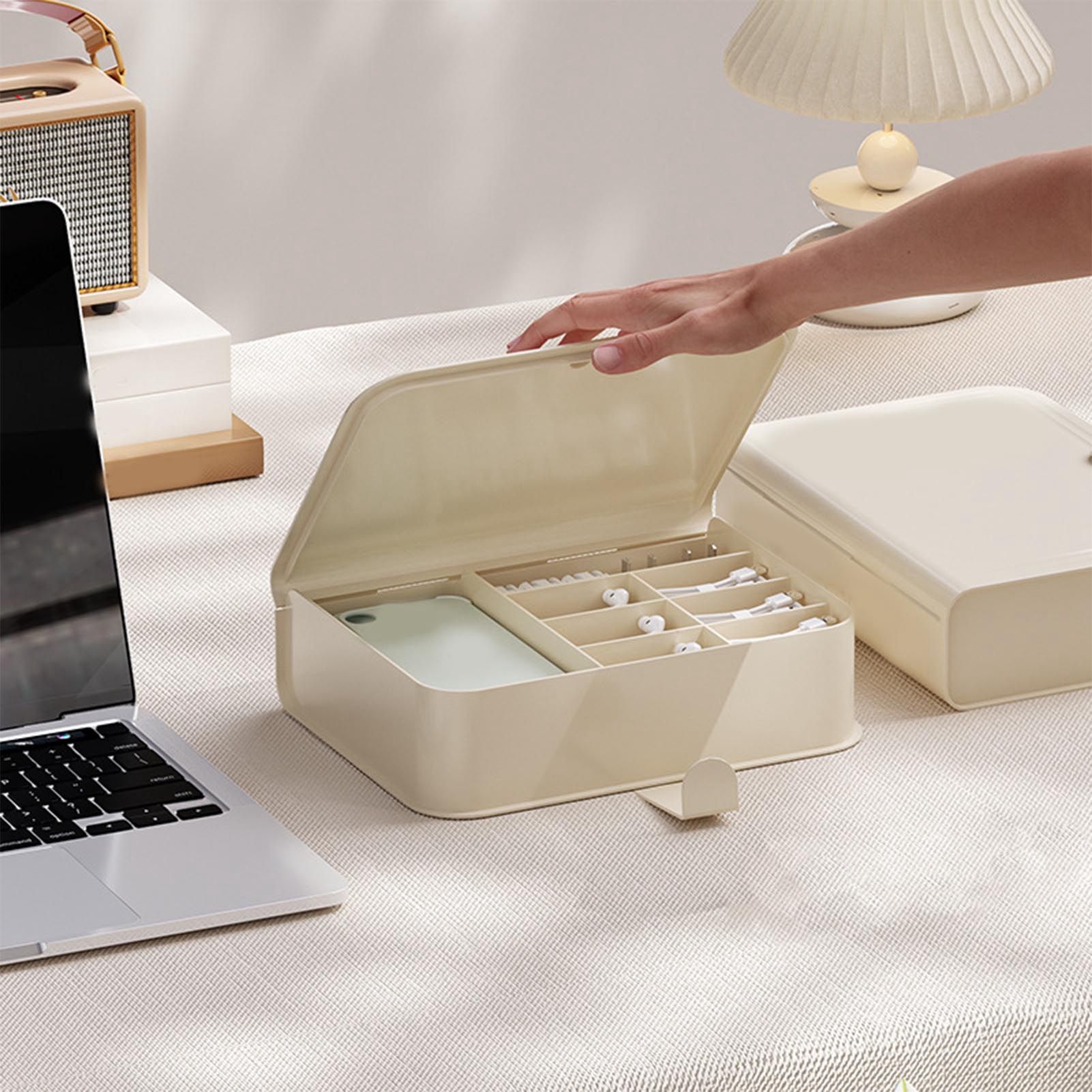 Desktop Organizer Box Data Cable Storage Case Plastic Book Design Home view 6