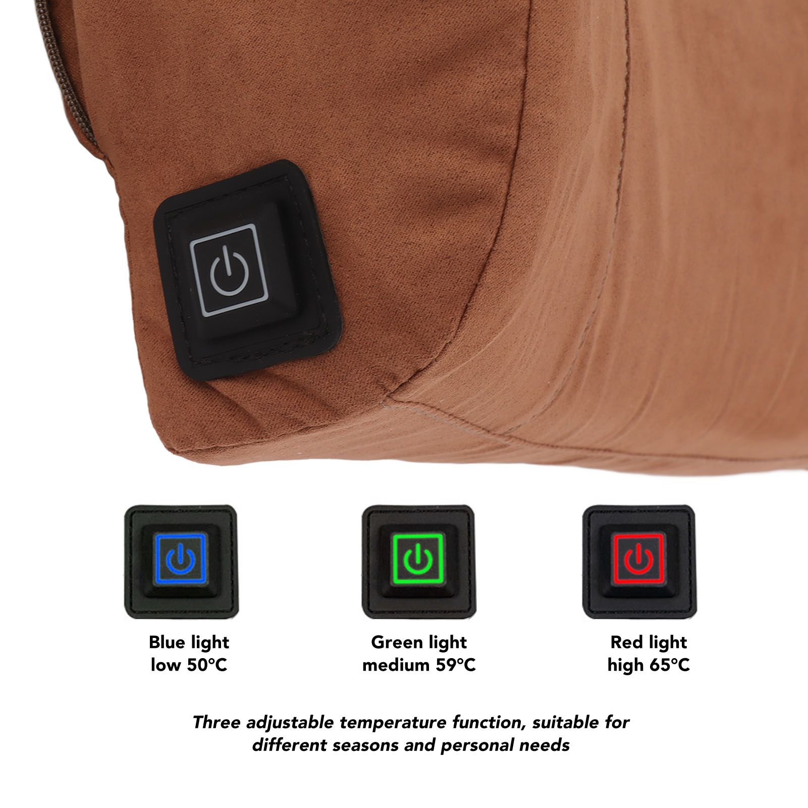 Khaki Portable Heating Waist Cushion USB Port 3 Adjustable Temperature Heating view 15