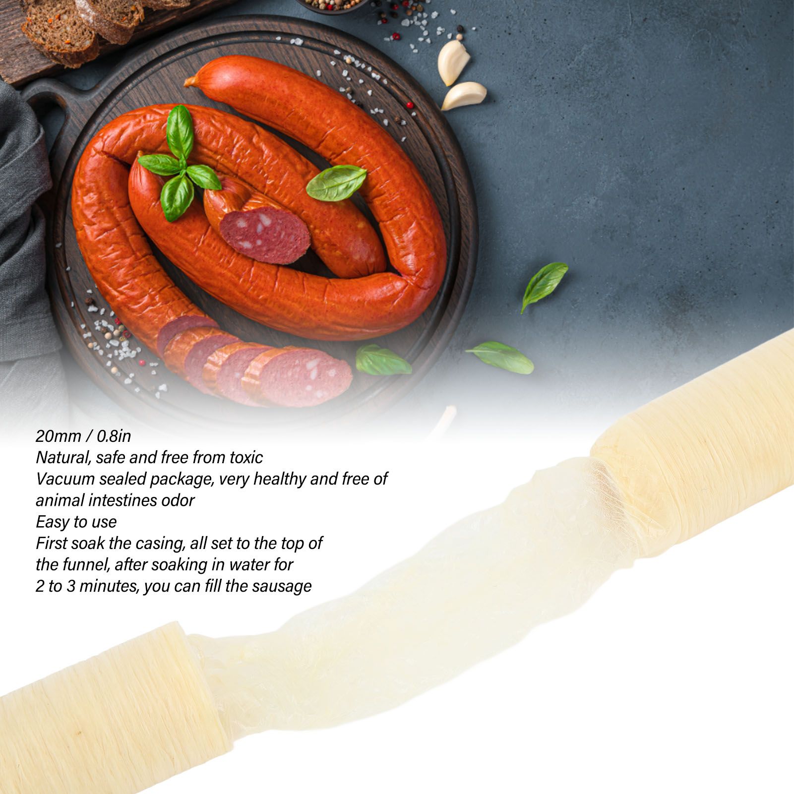 20mm Salted Collagen Casings Edible Collagen Sausage Casings Homemade Ham view 15