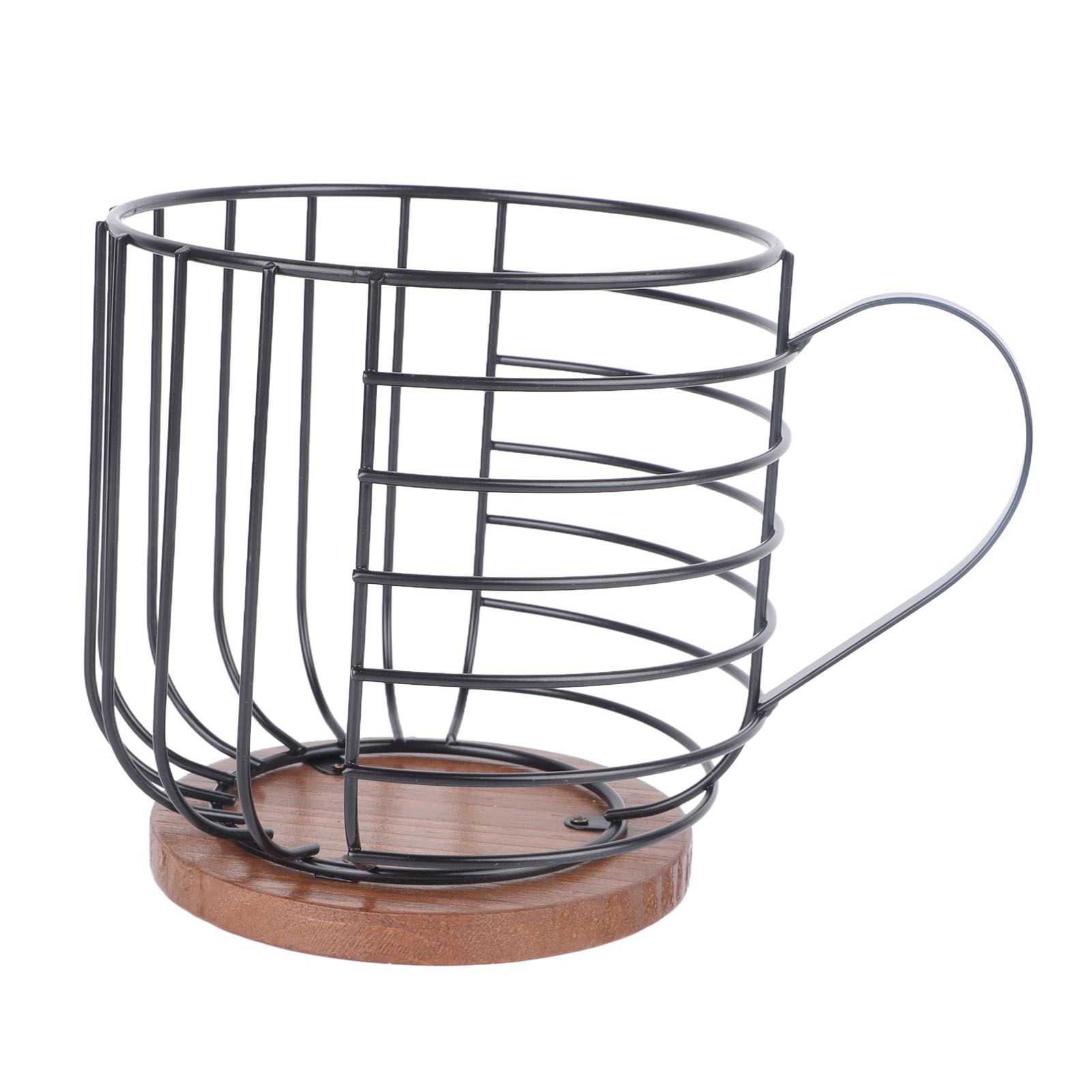 Coffee Capsule Storage Basket Cup Shape Black Iron and Pine Coffee Pod Holder