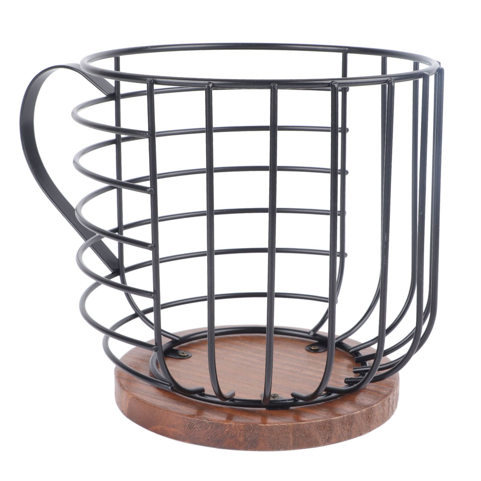 Coffee Capsule Storage Basket Cup Shape Black Iron and Pine Coffee Pod Holder view 2