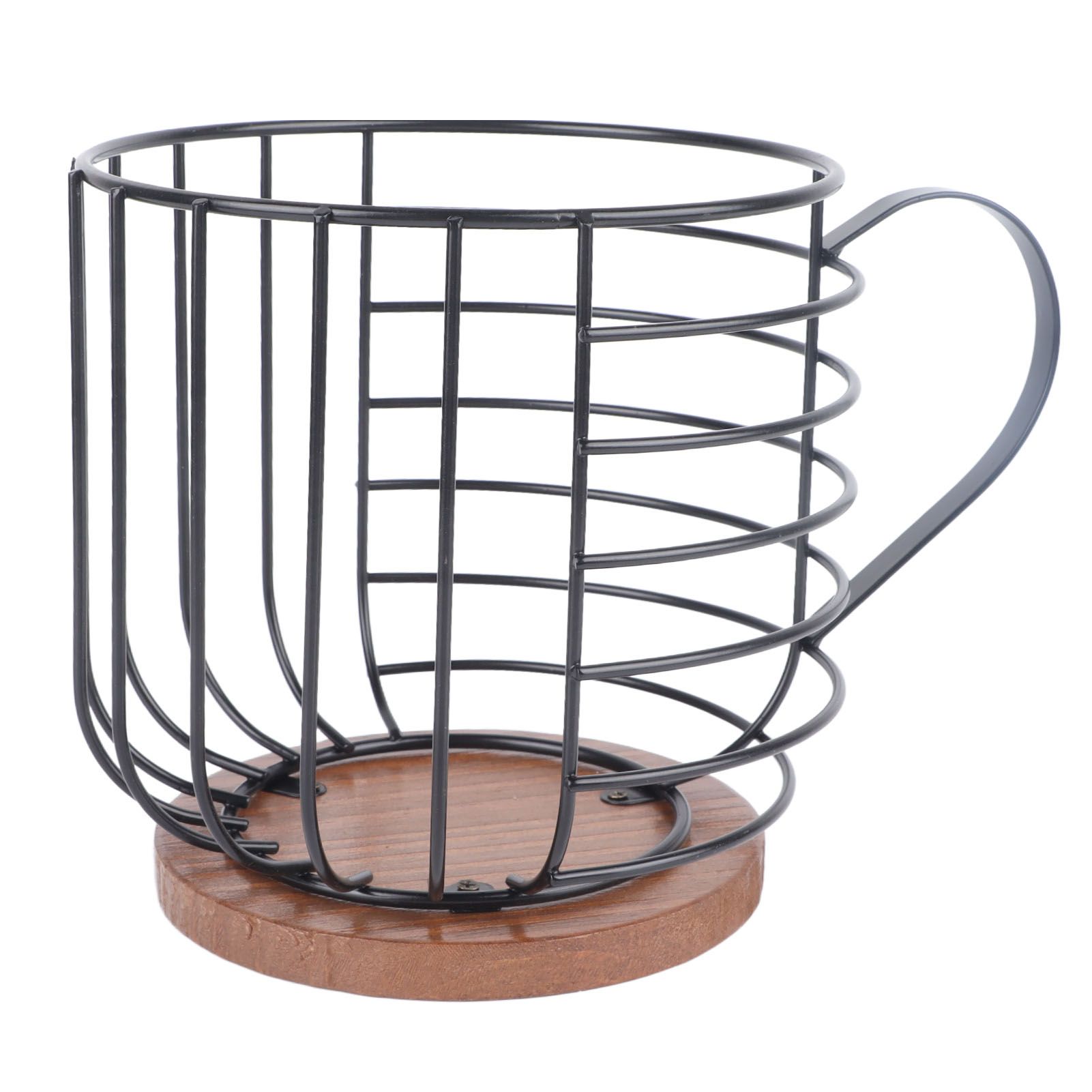 Coffee Capsule Storage Basket Cup Shape Black Iron and Pine Coffee Pod Holder view 3