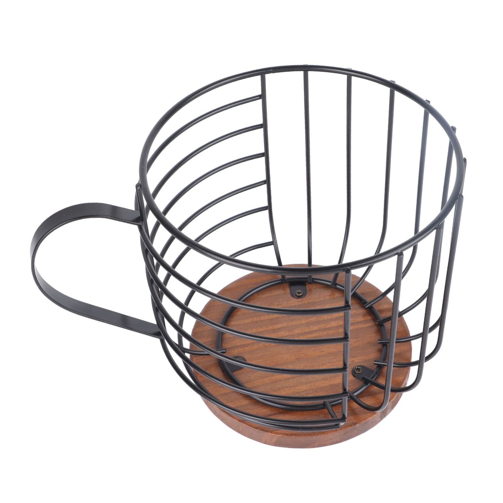 Coffee Capsule Storage Basket Cup Shape Black Iron and Pine Coffee Pod Holder view 4