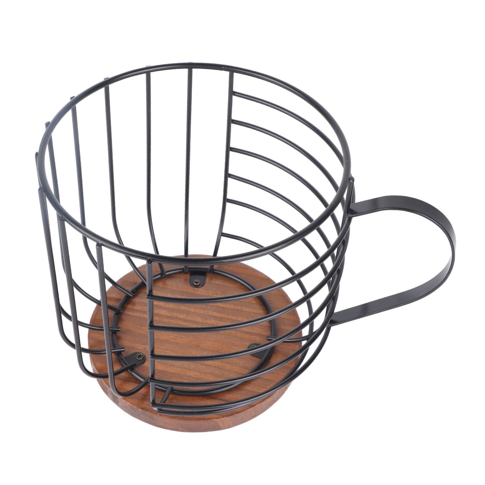 Coffee Capsule Storage Basket Cup Shape Black Iron and Pine Coffee Pod Holder view 5