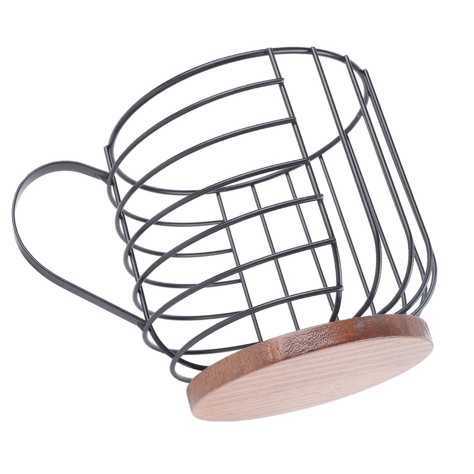 Coffee Capsule Storage Basket Cup Shape Black Iron and Pine Coffee Pod Holder view 9