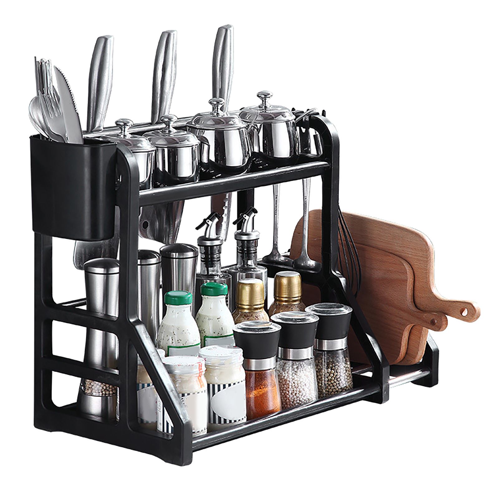 Kitchen Storage Rack Moveable Corner Shelf Spice Rack Double Layers