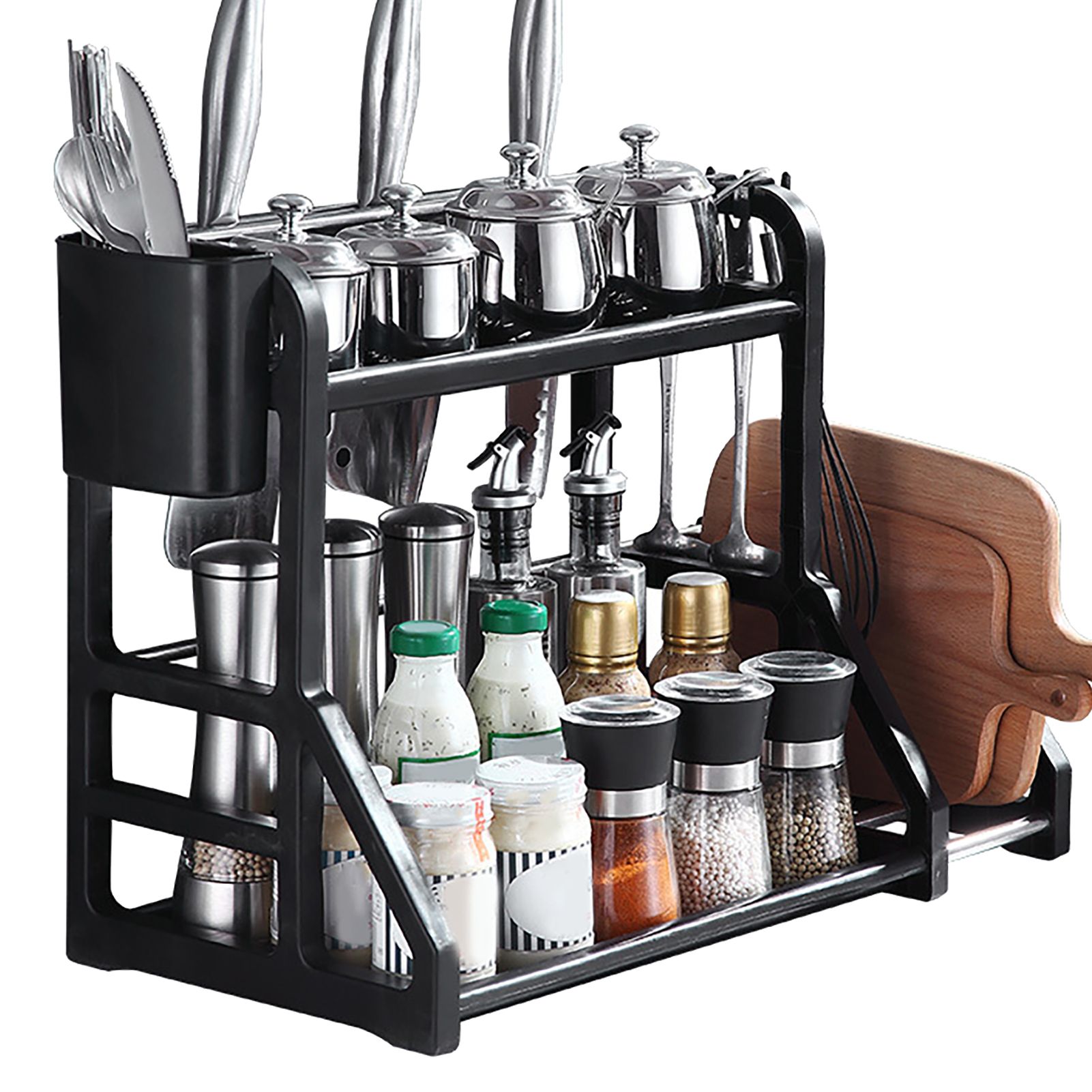 Kitchen Storage Rack Moveable Corner Shelf Spice Rack Double Layers view 2