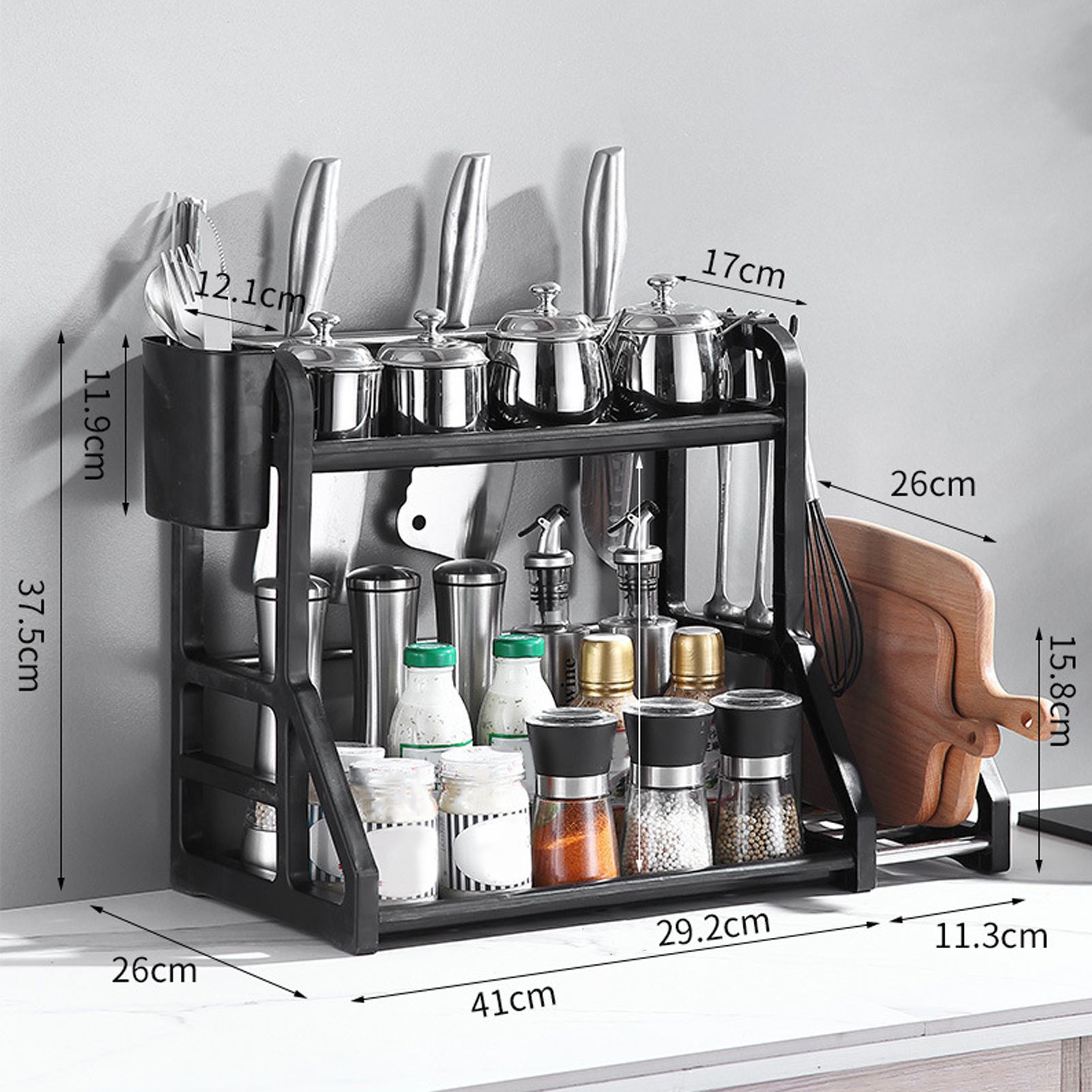 Kitchen Storage Rack Moveable Corner Shelf Spice Rack Double Layers view 12