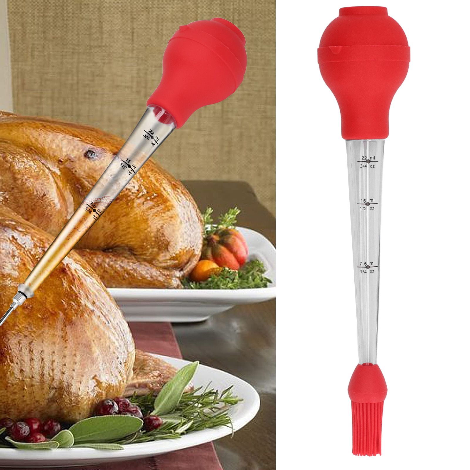 Turkey Baster Needle with Sauce Brush Barbecue Oil Drip Seasoning Tube Tools view 11