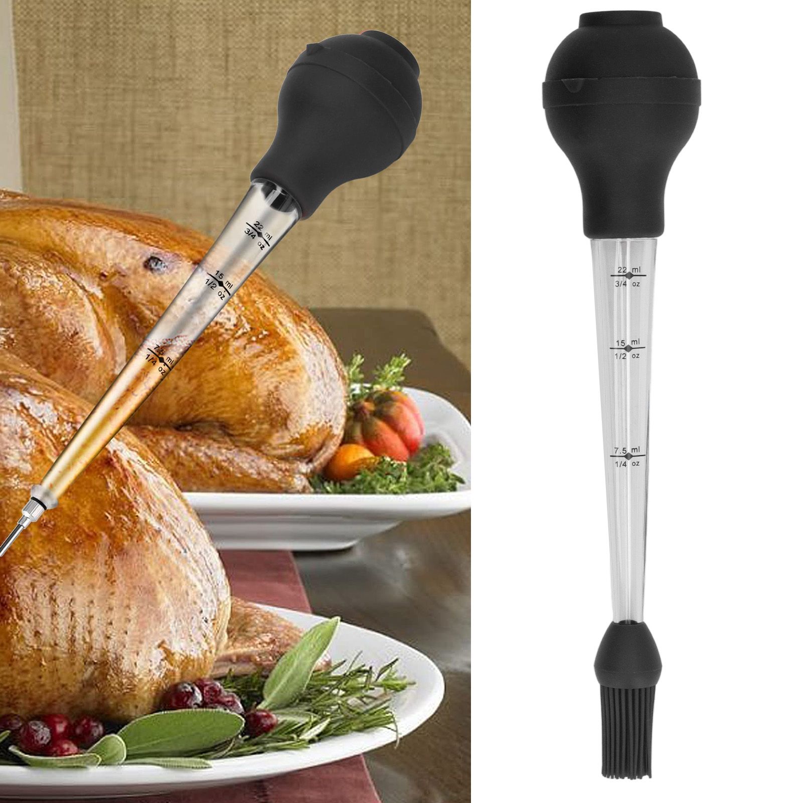 Turkey Baster Needle with Sauce Brush Barbecue Oil Drip Seasoning Tube Tools view 11