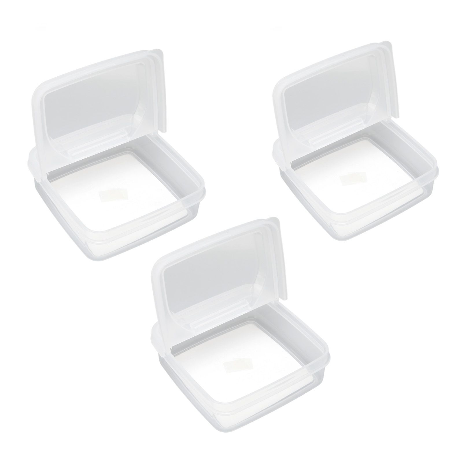 3Pcs Flip Lid Cheese Container Transparent Clear PP Food Storage Box Case for
