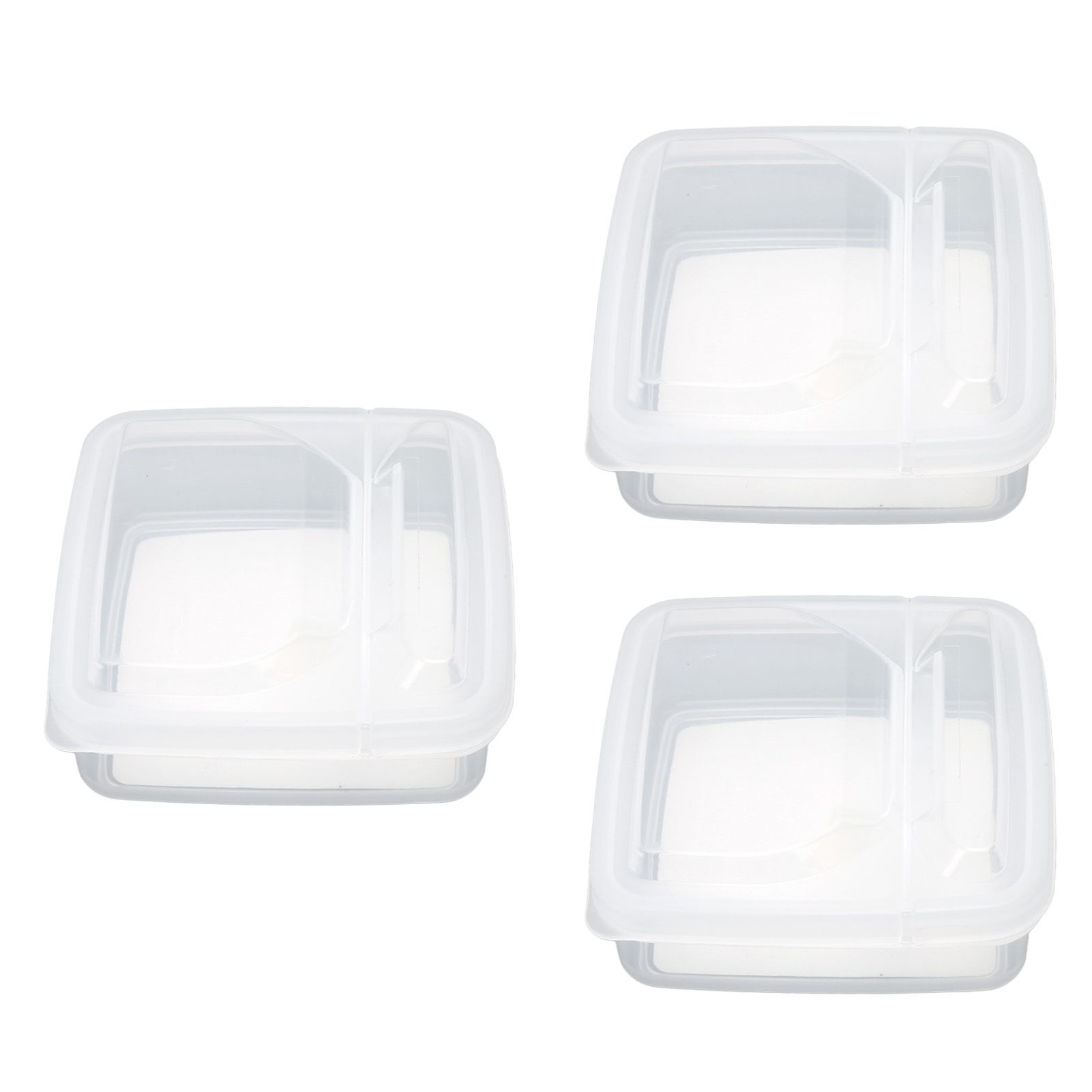 3Pcs Flip Lid Cheese Container Transparent Clear PP Food Storage Box Case for view 2
