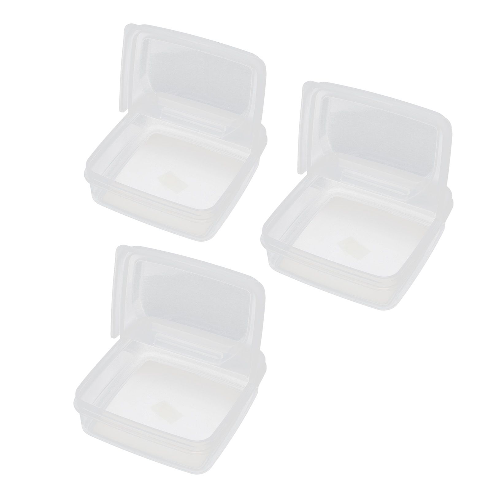 3Pcs Flip Lid Cheese Container Transparent Clear PP Food Storage Box Case for view 6