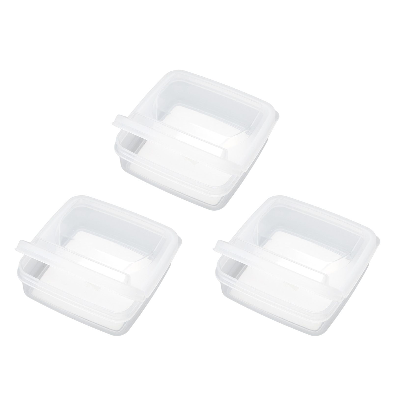3Pcs Flip Lid Cheese Container Transparent Clear PP Food Storage Box Case for view 9