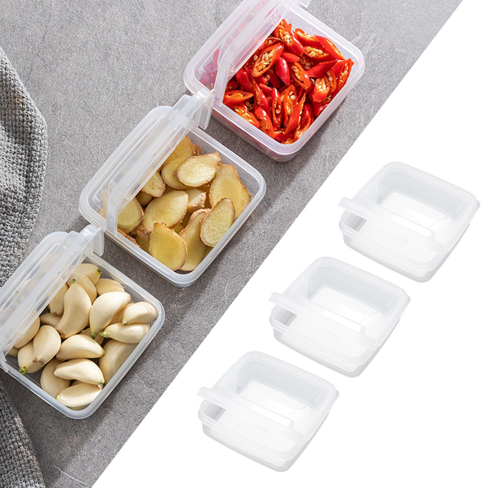 3Pcs Flip Lid Cheese Container Transparent Clear PP Food Storage Box Case for view 12